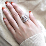 Rhodium Brass Ring with AAA Grade CZ  in Clear