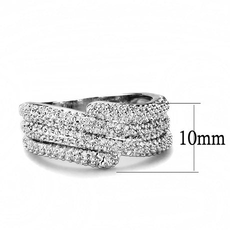 Rhodium Brass Ring with AAA Grade CZ  in Clear