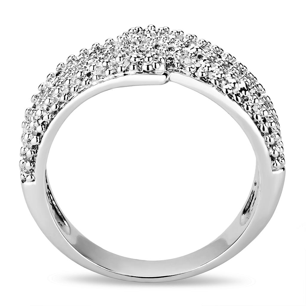 Rhodium Brass Ring with AAA Grade CZ  in Clear