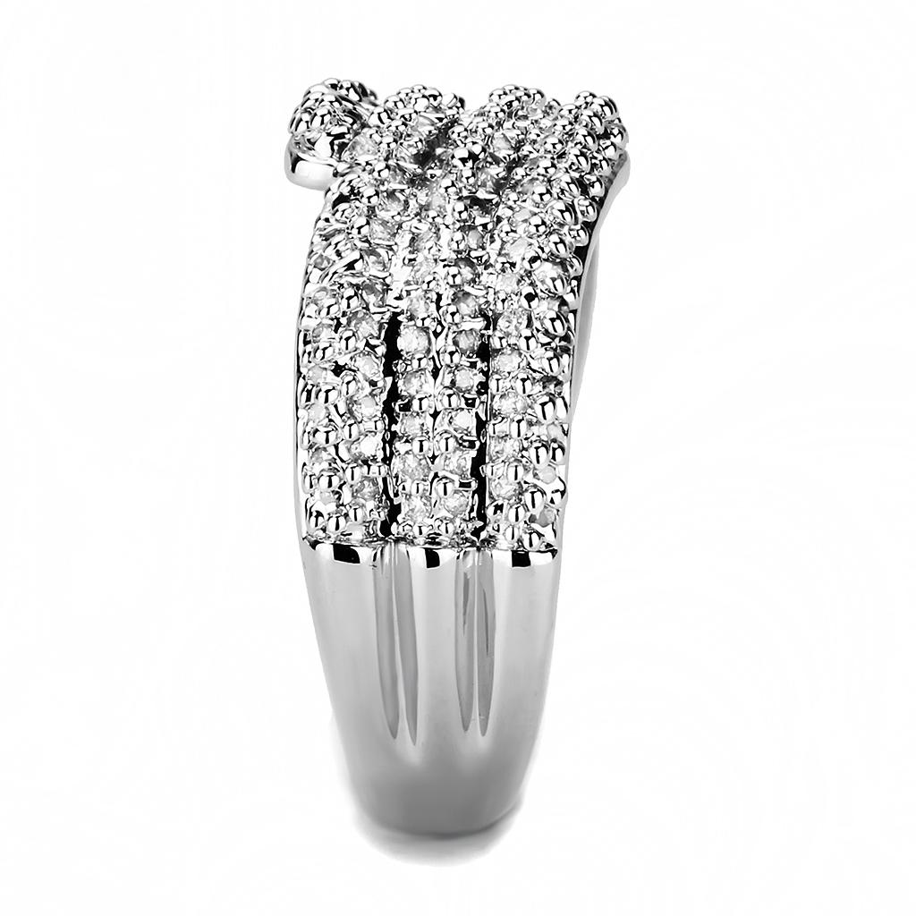 Rhodium Brass Ring with AAA Grade CZ  in Clear