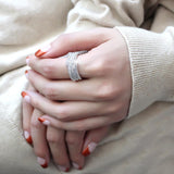Rhodium Brass Ring with AAA Grade CZ  in Clear