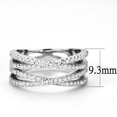 Rhodium Brass Ring with AAA Grade CZ  in Clear