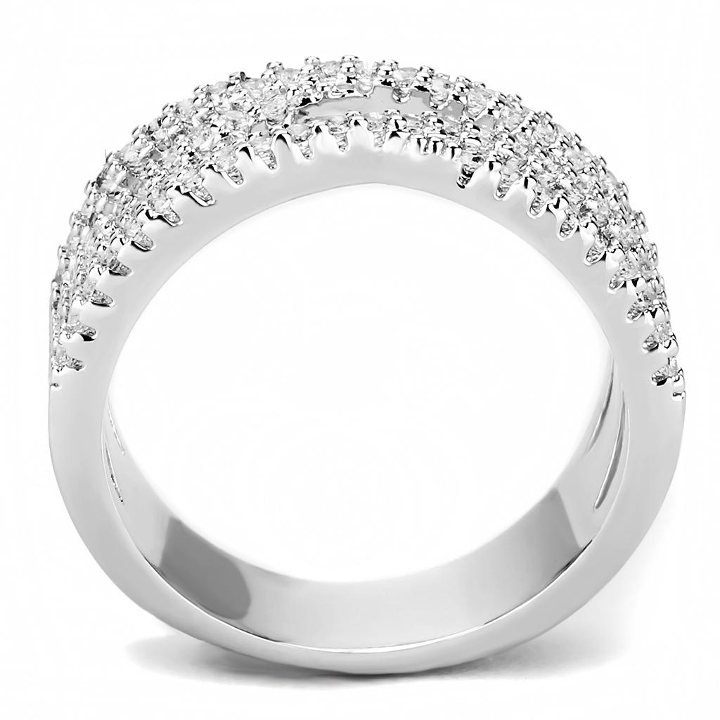 Rhodium Brass Ring with AAA Grade CZ  in Clear