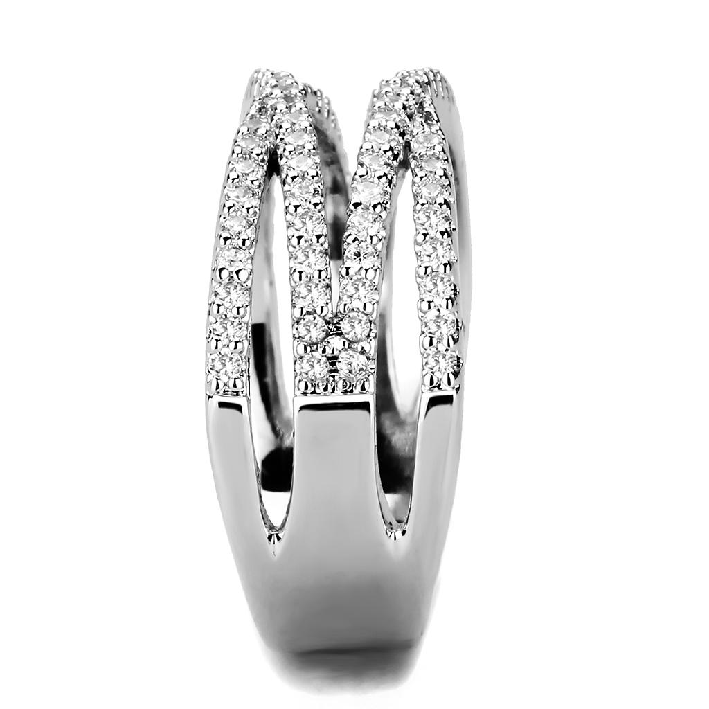 Rhodium Brass Ring with AAA Grade CZ  in Clear
