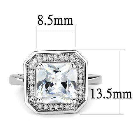 Rhodium Brass Ring with AAA Grade CZ  in Clear