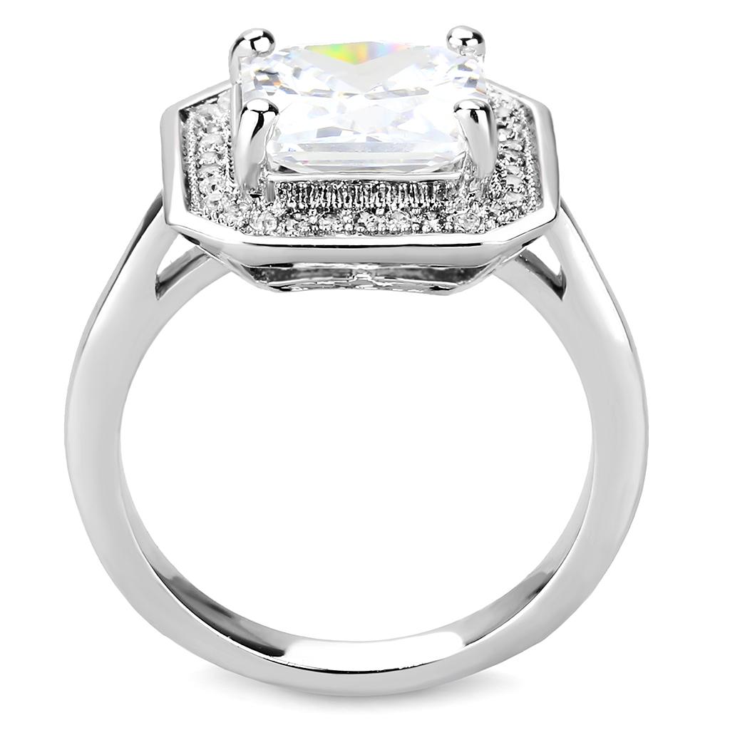 Rhodium Brass Ring with AAA Grade CZ  in Clear