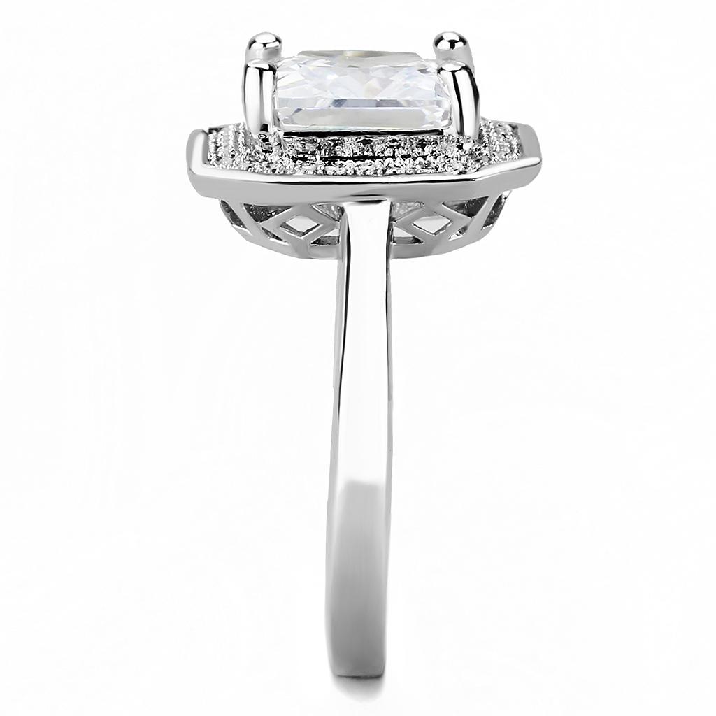 Rhodium Brass Ring with AAA Grade CZ  in Clear