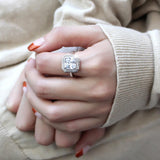 Rhodium Brass Ring with AAA Grade CZ  in Clear