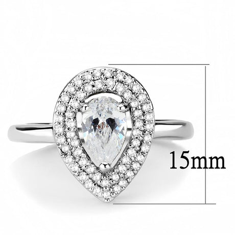 Rhodium Brass Ring with AAA Grade CZ  in Clear