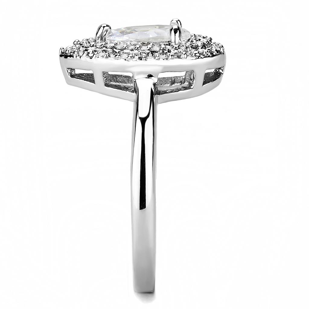 Rhodium Brass Ring with AAA Grade CZ  in Clear