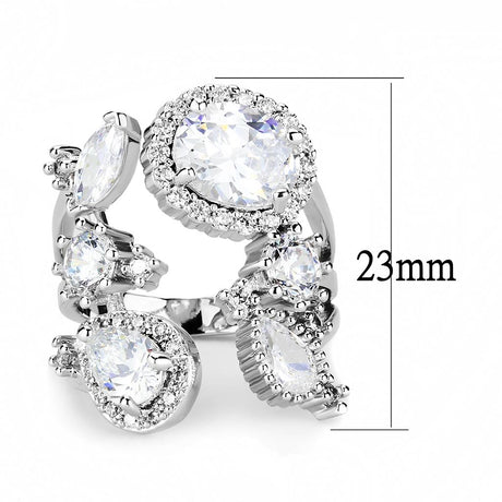 Rhodium Brass Ring with AAA Grade CZ  in Clear