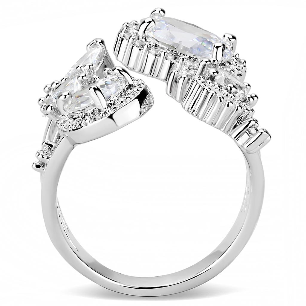 Rhodium Brass Ring with AAA Grade CZ  in Clear