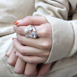 Rhodium Brass Ring with AAA Grade CZ  in Clear