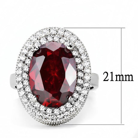 Rhodium Brass Ring with AAA Grade CZ  in Garnet