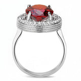 Rhodium Brass Ring with AAA Grade CZ  in Garnet