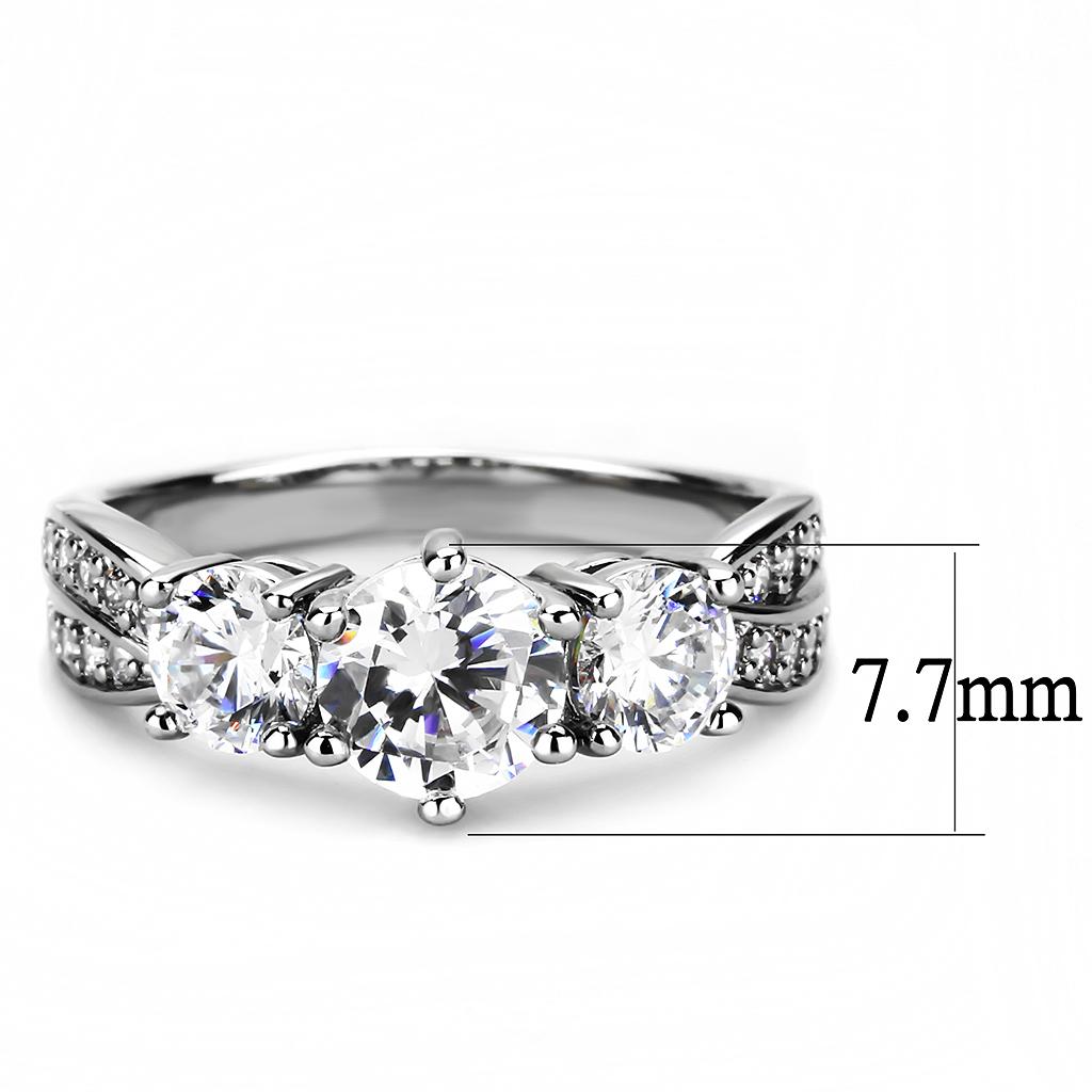 Rhodium Brass Ring with AAA Grade CZ  in Clear