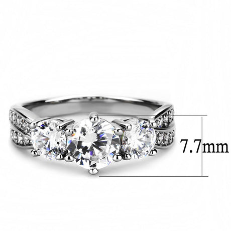 Rhodium Brass Ring with AAA Grade CZ  in Clear