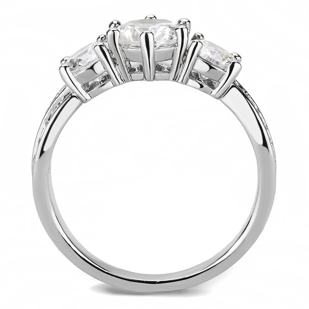 Rhodium Brass Ring with AAA Grade CZ  in Clear