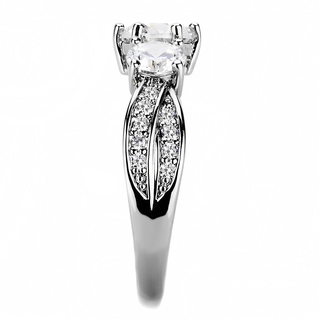 Rhodium Brass Ring with AAA Grade CZ  in Clear