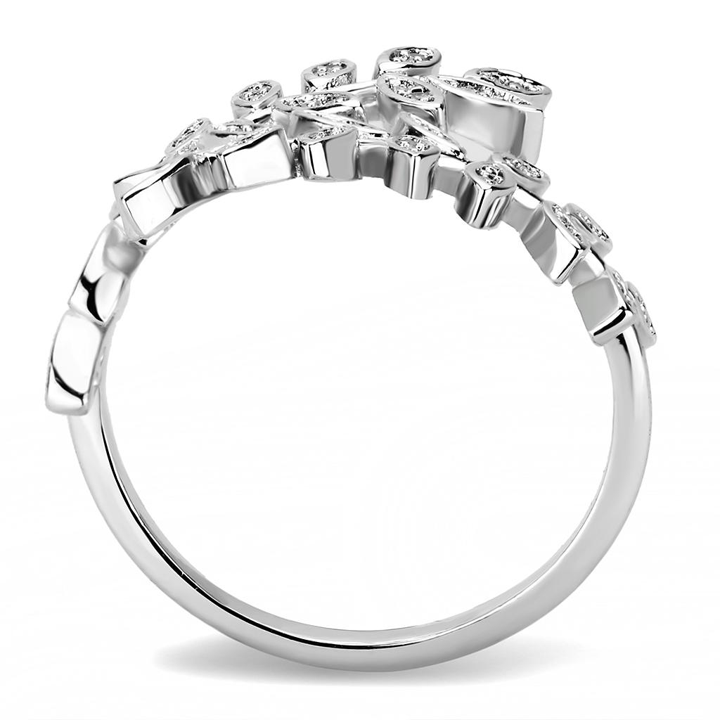 Rhodium Brass Ring with AAA Grade CZ  in Clear