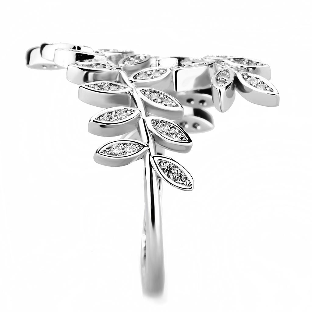 Rhodium Brass Ring with AAA Grade CZ  in Clear