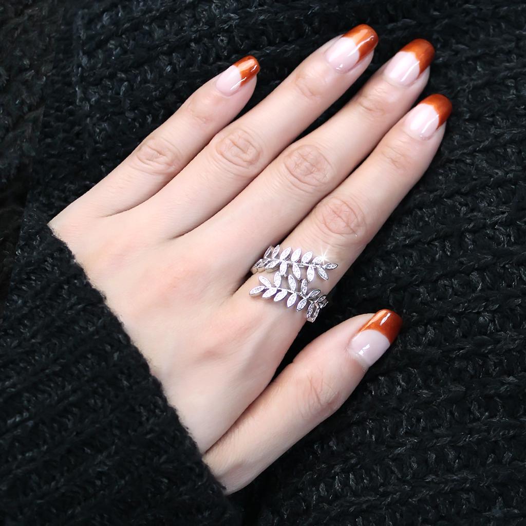 Rhodium Brass Ring with AAA Grade CZ  in Clear