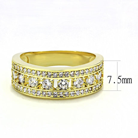 Gold Brass Ring with AAA Grade CZ  in Clear