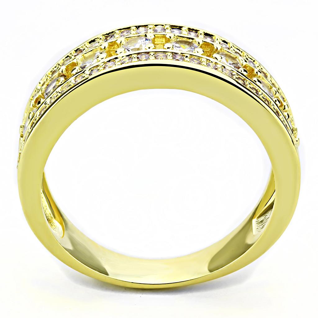 Gold Brass Ring with AAA Grade CZ  in Clear