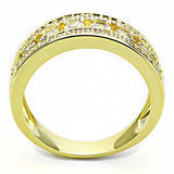 Gold Brass Ring with AAA Grade CZ  in Clear