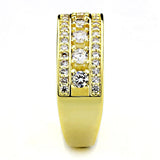 Gold Brass Ring with AAA Grade CZ  in Clear