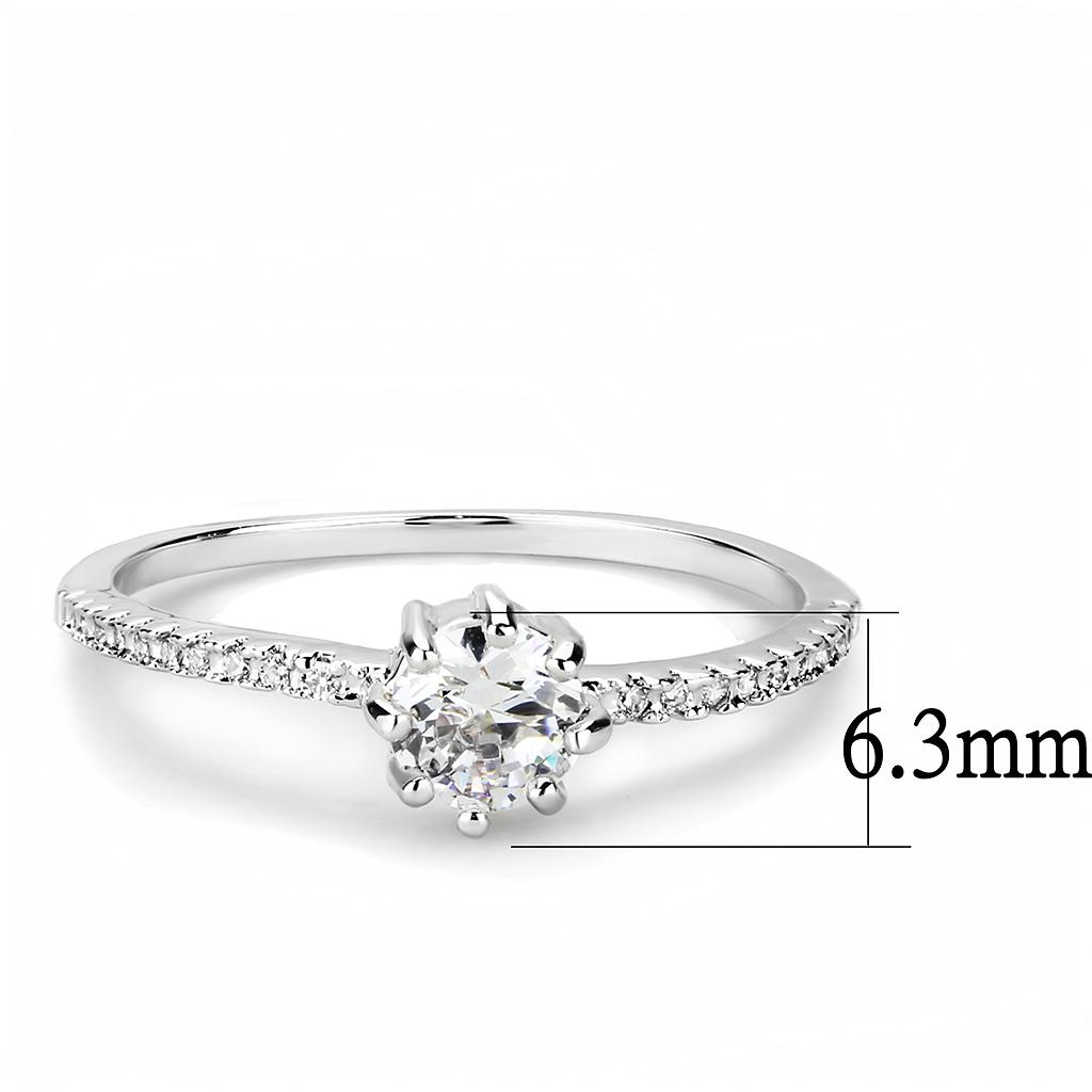 Rhodium Brass Ring with AAA Grade CZ  in Clear