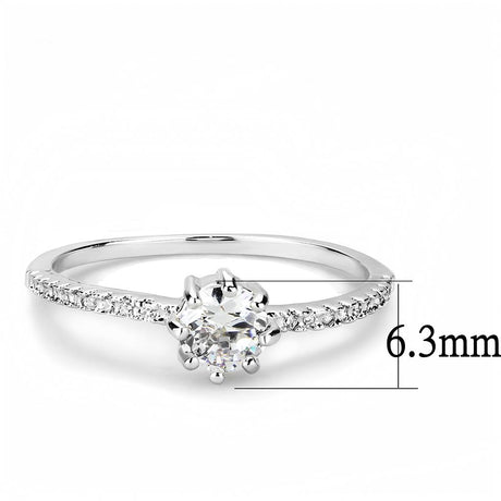 Rhodium Brass Ring with AAA Grade CZ  in Clear