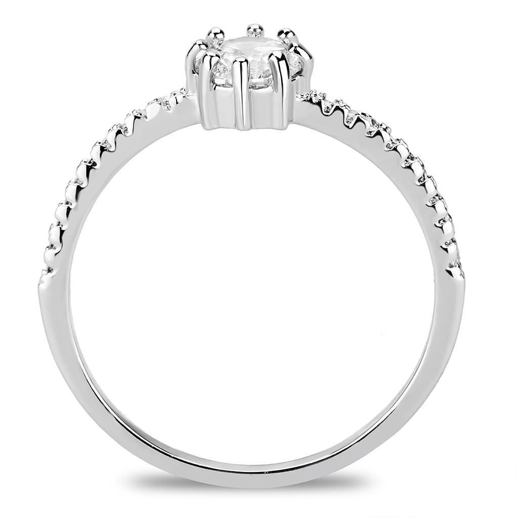 Rhodium Brass Ring with AAA Grade CZ  in Clear