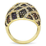 Gold+Ruthenium Brass Ring with AAA Grade CZ  in Multi Color