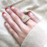 Tricolor Brass Ring with AAA Grade CZ  in Clear