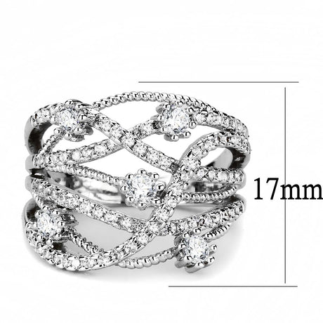 Rhodium Brass Ring with AAA Grade CZ  in Clear