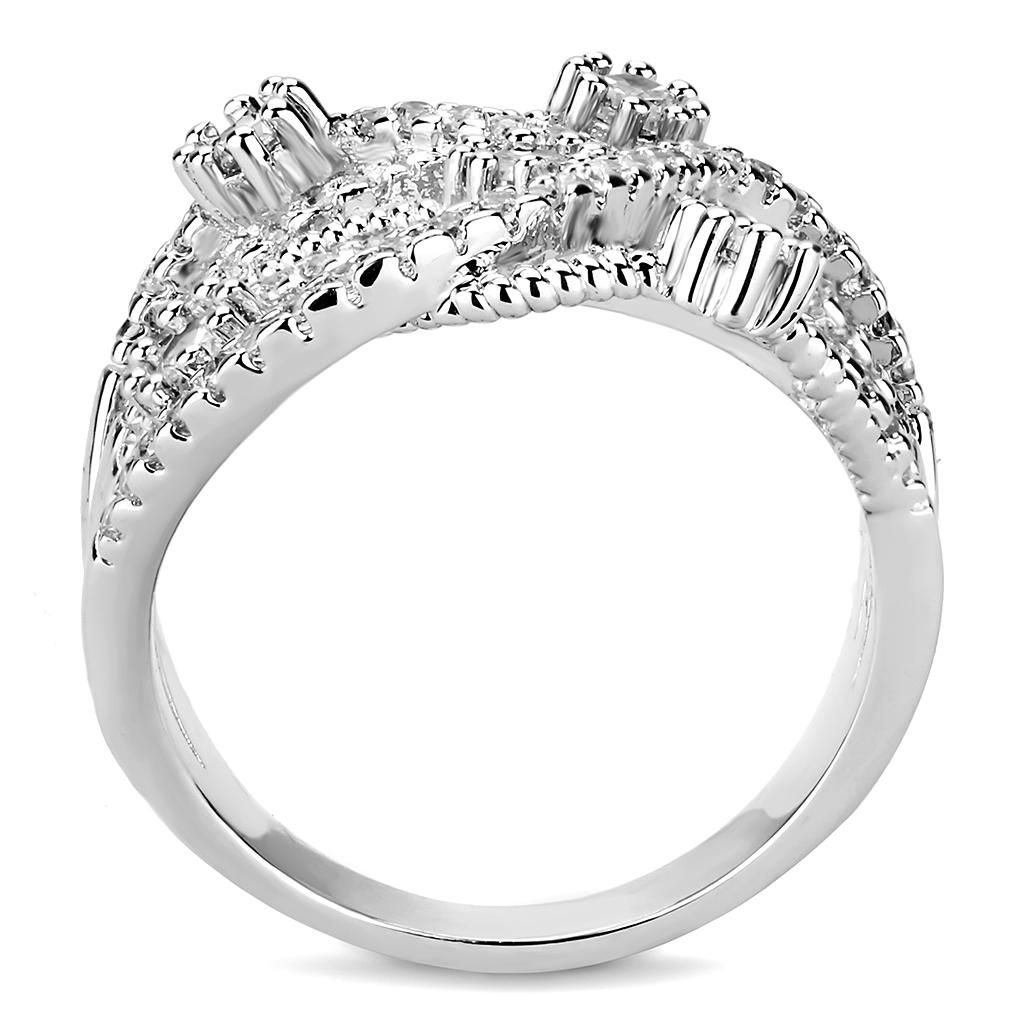 Rhodium Brass Ring with AAA Grade CZ  in Clear