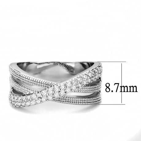 Rhodium Brass Ring with AAA Grade CZ  in Clear