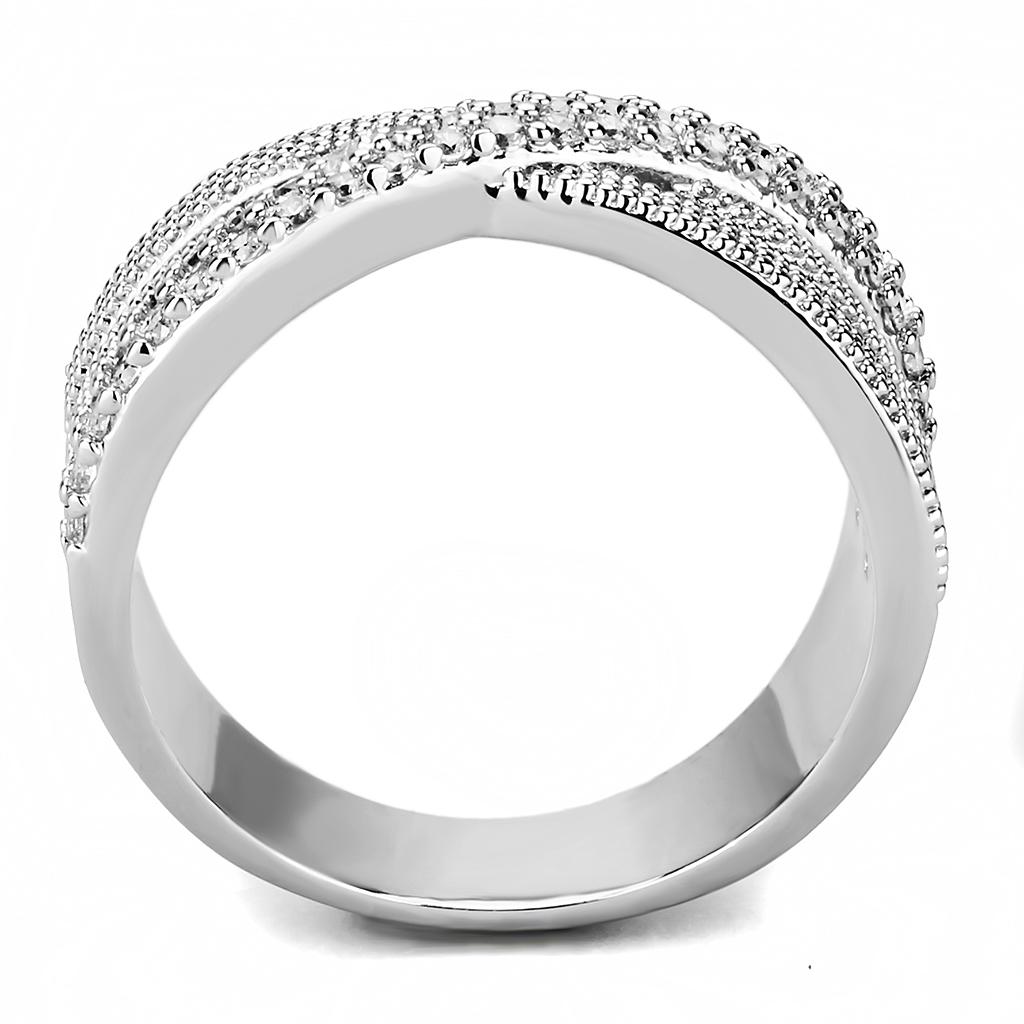 Rhodium Brass Ring with AAA Grade CZ  in Clear