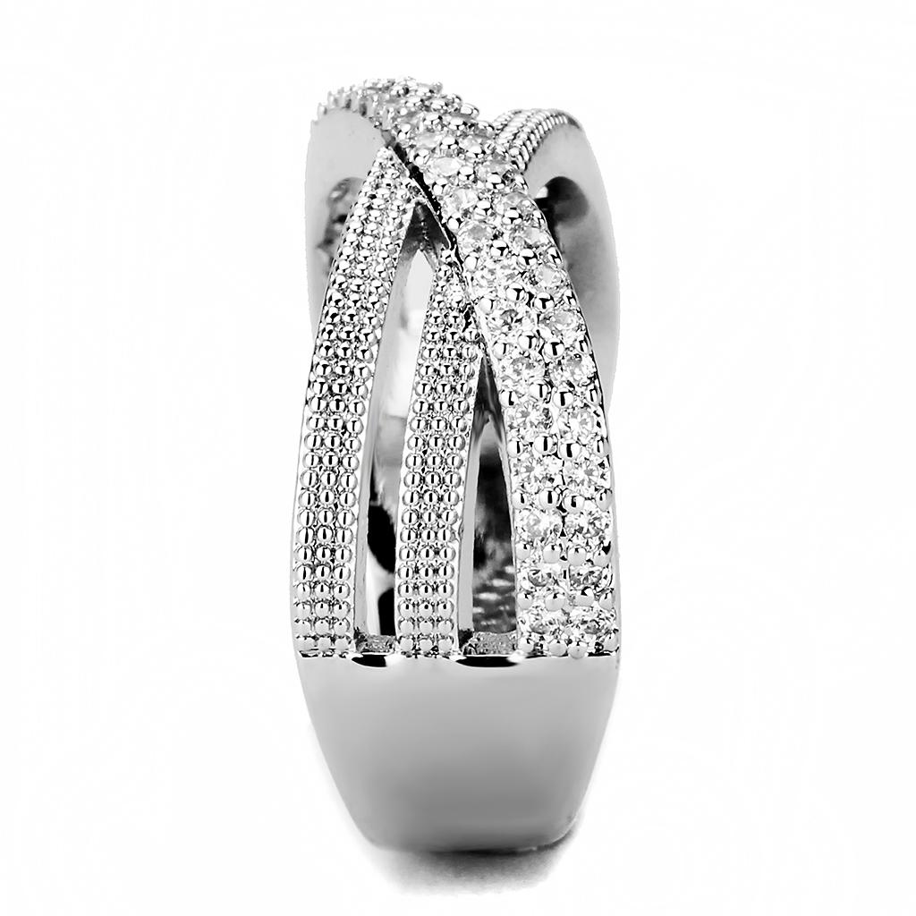 Rhodium Brass Ring with AAA Grade CZ  in Clear