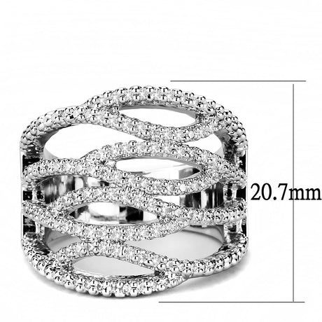 Rhodium Brass Ring with AAA Grade CZ  in Clear