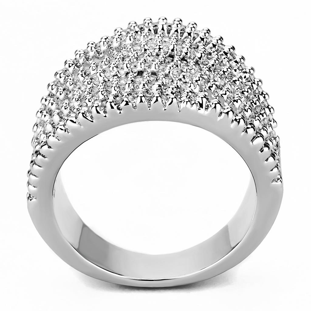 Rhodium Brass Ring with AAA Grade CZ  in Clear