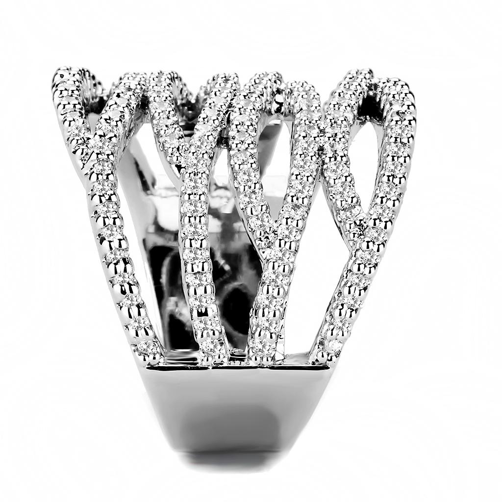Rhodium Brass Ring with AAA Grade CZ  in Clear