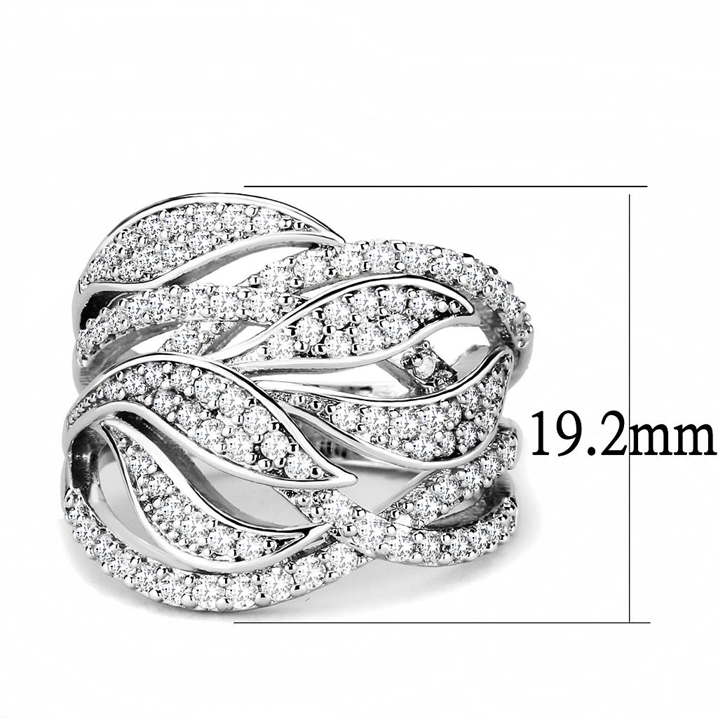 Rhodium Brass Ring with AAA Grade CZ  in Clear