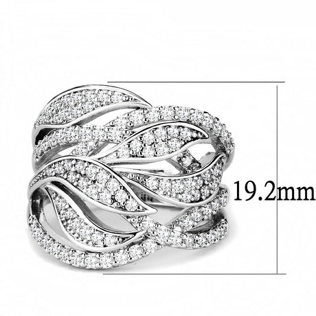 Rhodium Brass Ring with AAA Grade CZ  in Clear