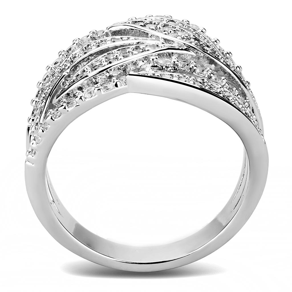 Rhodium Brass Ring with AAA Grade CZ  in Clear