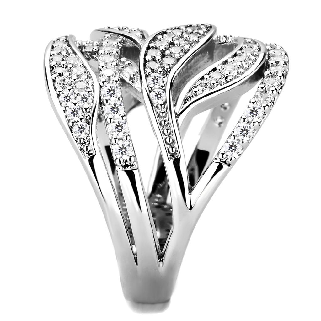 Rhodium Brass Ring with AAA Grade CZ  in Clear