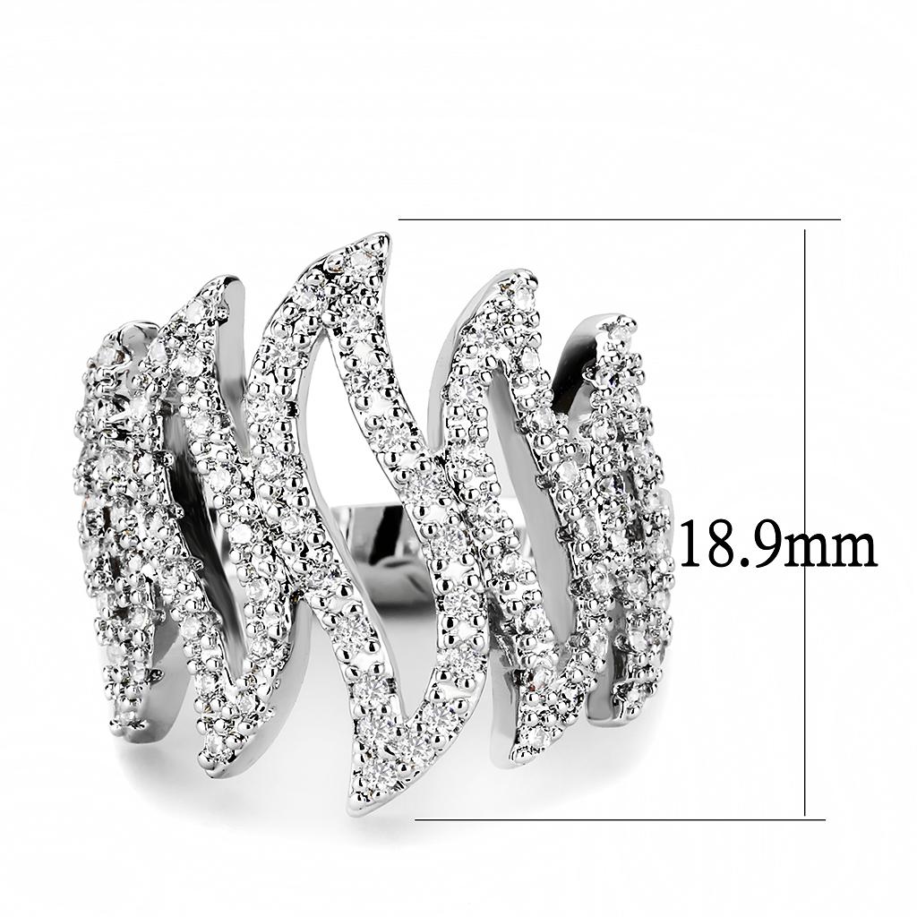 Rhodium Brass Ring with AAA Grade CZ  in Clear