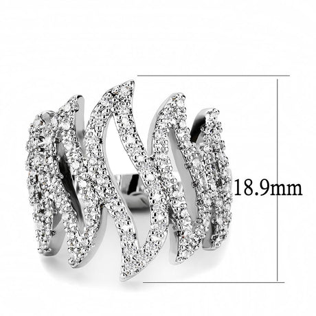 Rhodium Brass Ring with AAA Grade CZ  in Clear
