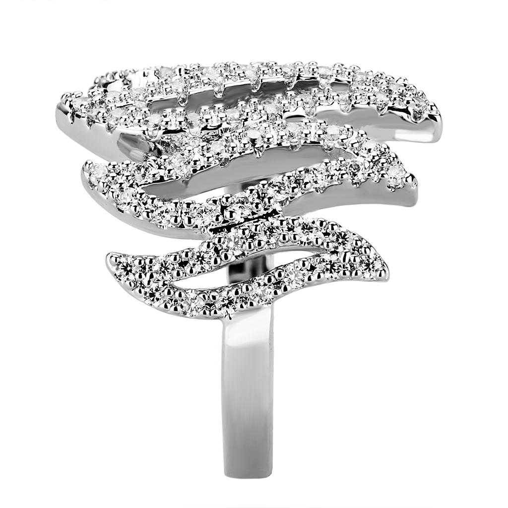 Rhodium Brass Ring with AAA Grade CZ  in Clear